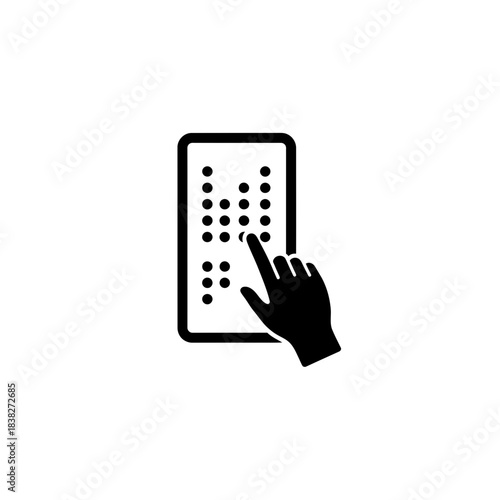 Hand reading vertical braille wall panel vector illustration