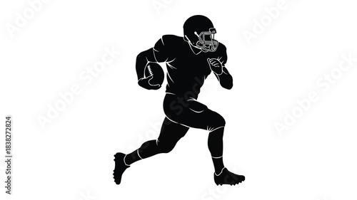 American football player running with the ball dynamic action pose silhouette