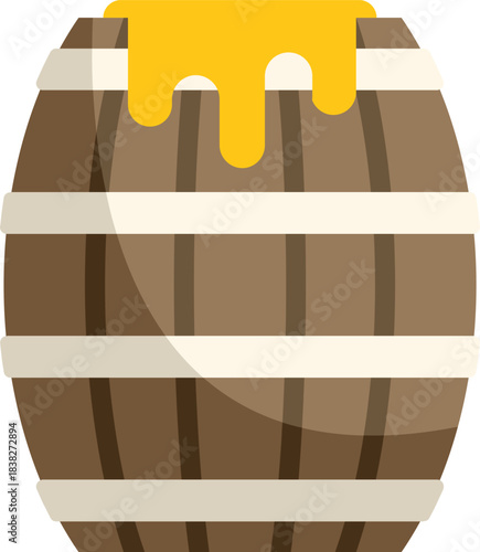 Wooden barrel overflowing with honey, capturing the essence of nature's golden treasure
