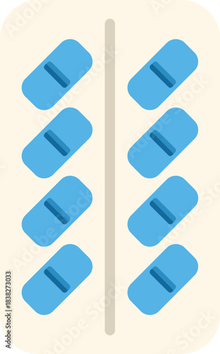Blister pack containing blue pills is shown, representing the concept of medication and healthcare