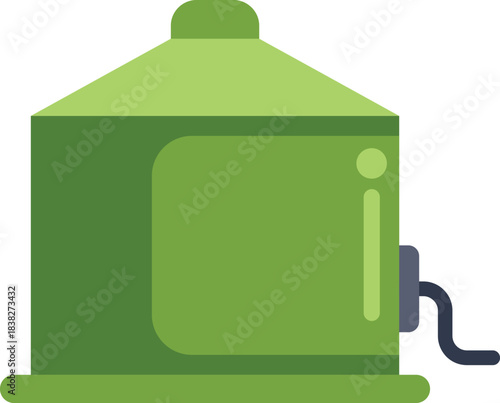Green biogas plant producing alternative energy source icon flat isolated on white background