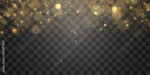 Vector magical bokeh, stars and dusty light. Soft blured bokeh and lights png. Christmas light effect on transparent background. Vector illustration isolated on png.