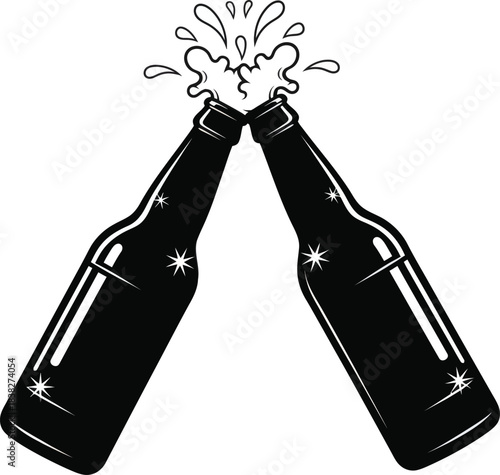 Beer Bottles Clinking Splash Icon