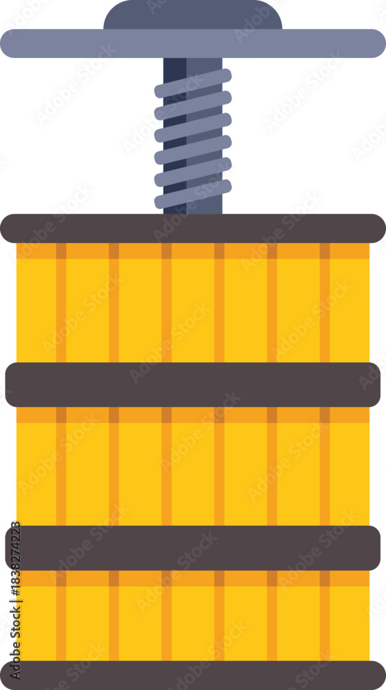 Naklejka premium Traditional wooden wine press squeezing juice from grapes to make wine, pressing process in winemaking