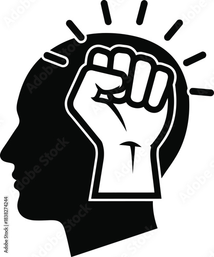 Fist and Head Mental Power Concept Vector