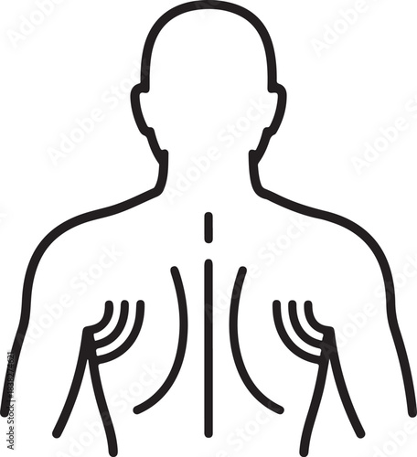 Human back icon illustrating upper back and shoulder blade discomfort