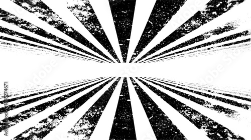 Grunge Perspective sunburst racing vector set with distressed radial beams, dynamic speed effects, and high-impact graphic patterns