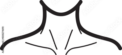 Outline drawing representing the upper chest throat and clavicle region