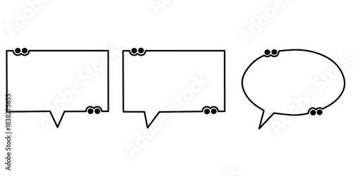 Chat bubble icon set with three different shapes, perfect for messages, comments, quotes, notifications, and modern communication design