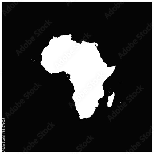 黒背景の世界の国のシルエットのアイコンより、アフリカ大陸のアイコン。Icon of the African continent, among icons with the silhouettes of countries of the world on a black background.