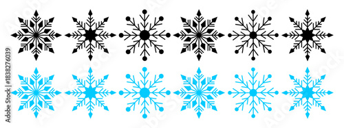 Snowflake Border on Transparent Winter Background for Christmas cards, holiday invitations, banners, packaging, and seasonal digital designs.