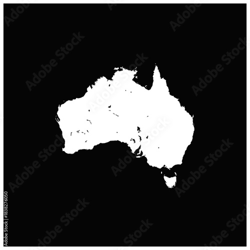 黒背景の世界の国のシルエットのアイコンより、オーストラリアのアイコン。Icon of Australia from the world country silhouette icons on black background.