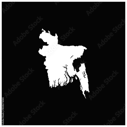 黒背景の世界の国のシルエットのアイコンより、バングラデシュのアイコン。Icon of Bangladesh from the world country silhouette icons on black background.