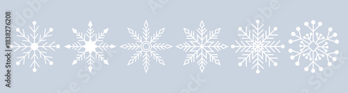Snowflake Border on light color Winter Background for Christmas cards, holiday invitations, banners, packaging, and seasonal digital designs.