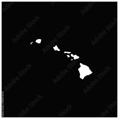 黒背景の世界の国のシルエットのアイコンより、ハワイ諸島のアイコン。Icon of Hawaii Islands from the world country silhouette icons on black background.