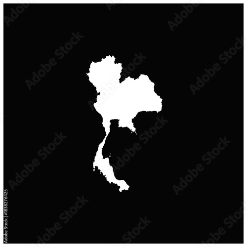 黒背景の世界の国のシルエットのアイコンより、タイ王国のアイコン。Icon of the Kingdom of Thailand from the world country silhouette icons on black background.