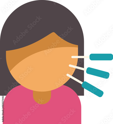 Young woman is receiving acupuncture therapy treatment on her face, a traditional chinese medicine technique