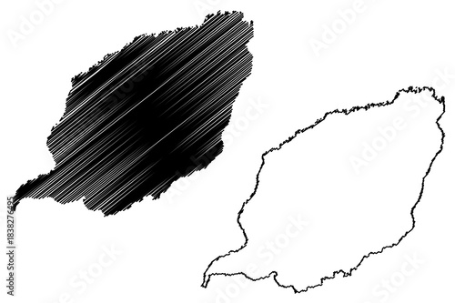 Atalaia do Norte municipality (Amazonas state, Municipalities of Brazil, Federative Republic of Brazil) map vector illustration, scribble sketch Atalaia do Norte map