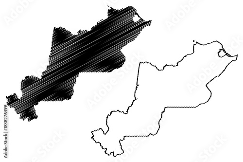 Autazes municipality (Amazonas state, Municipalities of Brazil, Federative Republic of Brazil) map vector illustration, scribble sketch Autazes map