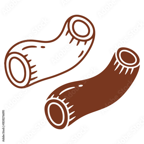 Illustration of two didgeridoos in different styles against a white background in vector art