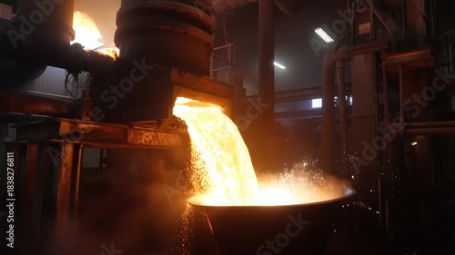 Molten metal being poured, showcasing industrial production and manufacturing Stock Video