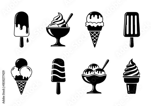 A Collection of Delicious Ice Cream Icons for Summer Treats and Desserts