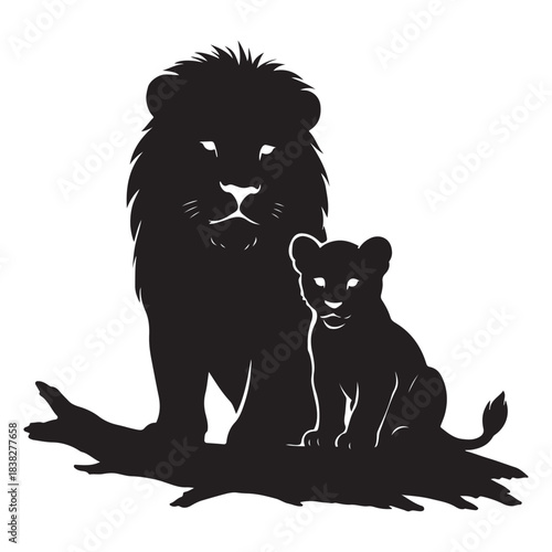 Protector and cub rest together, forming a calm bond beneath sunlight.