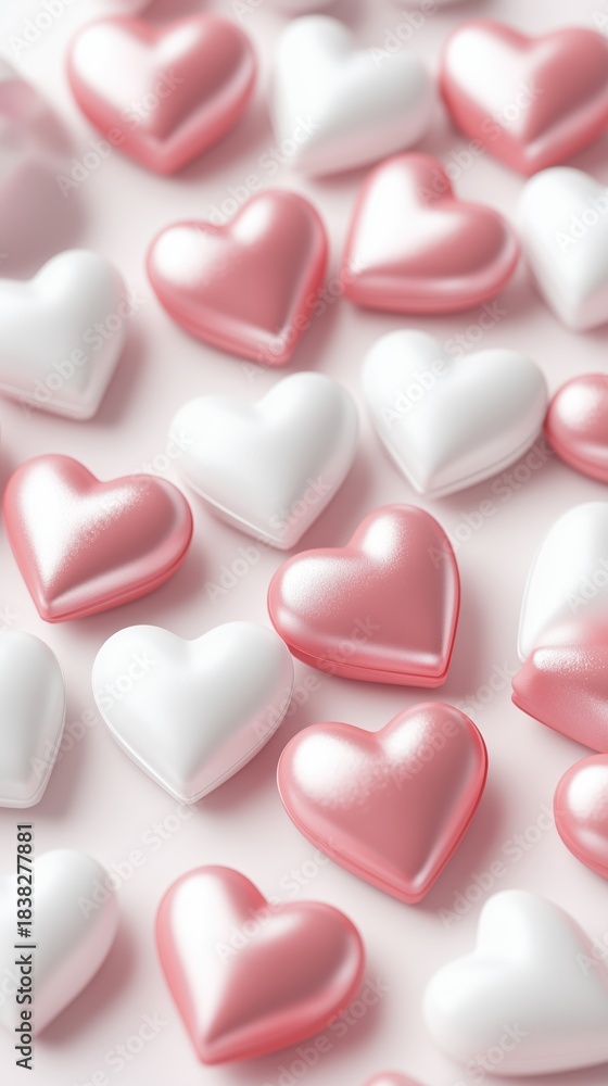 Obraz premium Pink and white hearts background for Valentines Day celebration