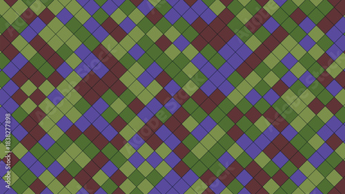 Geometric pattern of colorful diamond shapes in a repeating mosaic