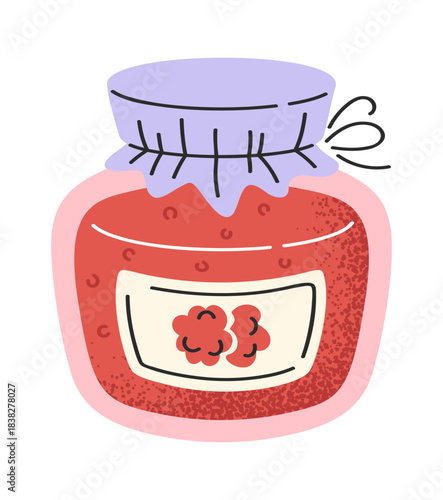 Raspberry sweet jelly jam jar