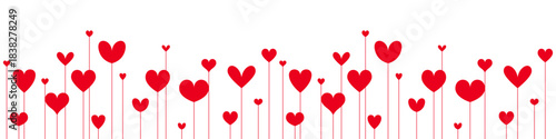Red heart border seamless pattern, Valentines Day background
