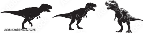 Dinosaur Silhouette and Detailed Vector Illustrations, Detailed woodcut drawing of a velociraptor dinosaur isolated on white background