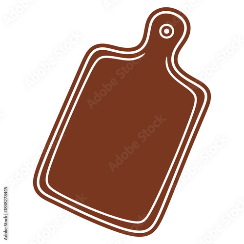 Minimalist brown cutting board graphic with white outline ideal for food preparation and kitchen designs vector illustration isolated