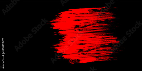 Halftone red dots pattern and black gradient grunge texture background. Dotted line comic sport style vector illustration.