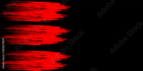 Halftone red dots pattern and black gradient grunge texture background. Dotted line comic sport style vector illustration.