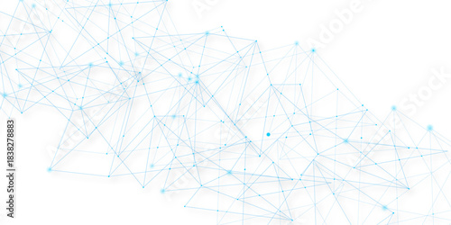 Blue network. futuristic connection technology background with dots and lines for desktop. Structure molecule and communication. Template for science and technology presentation, Vector illustration.