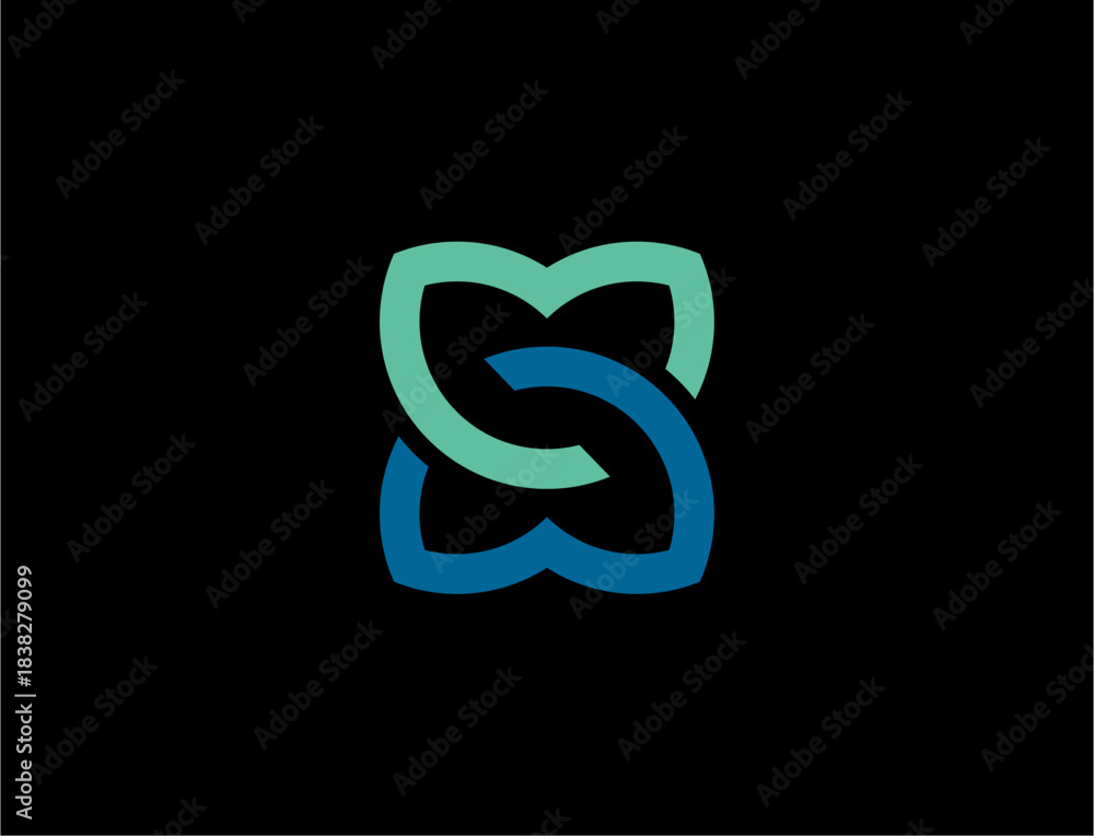 Fototapeta premium Abstract geometric emblem with interlocking shapes