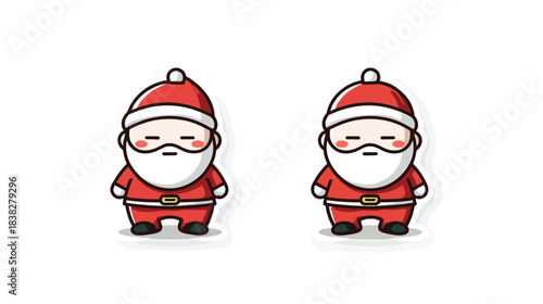 Cute Sleepy Cartoon Christmas Character Vector Illustration. Adorable Festive Old Man in Red Suit and Hat for Holiday Designs.