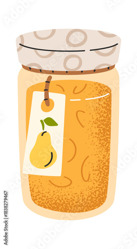 Sweet pear jam in jar