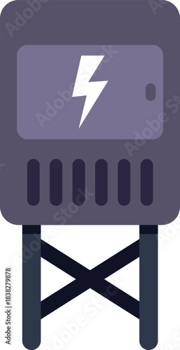 Illustration featuring an outdoor electrical distribution transformer supplying power, highlighting the essential role of electricity distribution infrastructure