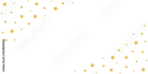 Elegant scattered golden stars forming a frame, isolated on a transparent background. Place for text. Perfect for festive designs, celebrations, or decorative projects. PNG and Vector illustration