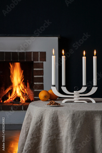 Фотография candleholder in luxury apartment interior