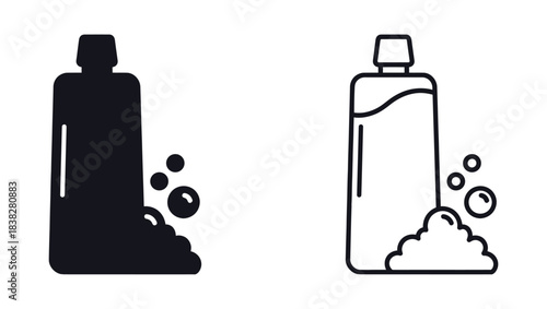 Toothpaste icons, outline and solid minimal hygiene vector set
