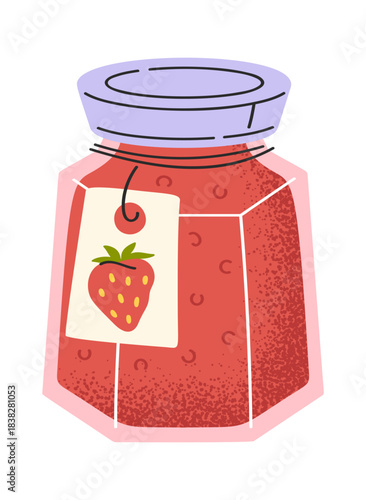Strawberry jam glass jar design