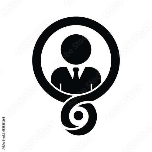 Business person icon with creative swirl, professional minimal vector
