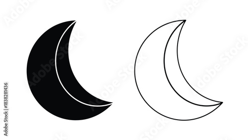 Black and white crescent moon shapes presented side by side as a graphic