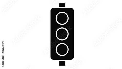 A simple black and white illustration of a traffic light showing three circles