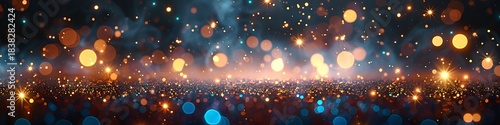 Panoramic Bokeh Lights Abstract Background with Glowing Orbs