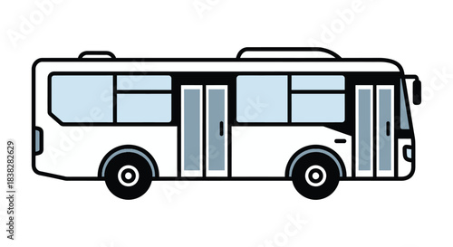 City bus icon isolated on a solid black background for transport