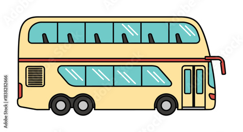 Double decker tour bus isolated on a solid black background